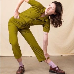 Big Bud Press Short Sleeve Jumpsuit Olive Green XS
